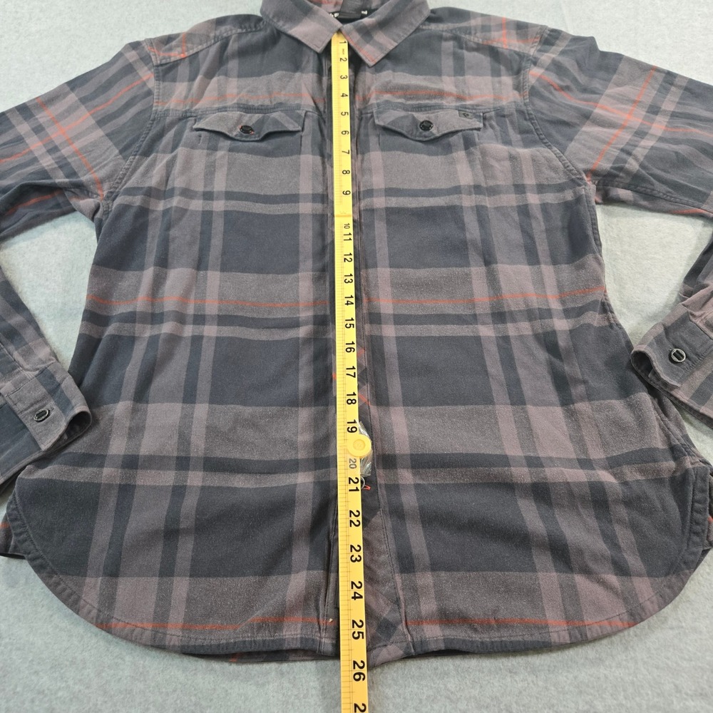 Black Diamond Mens Plaid Flannel Button Down Shirt Grey Black Orange Medium - Picture 6 of 16